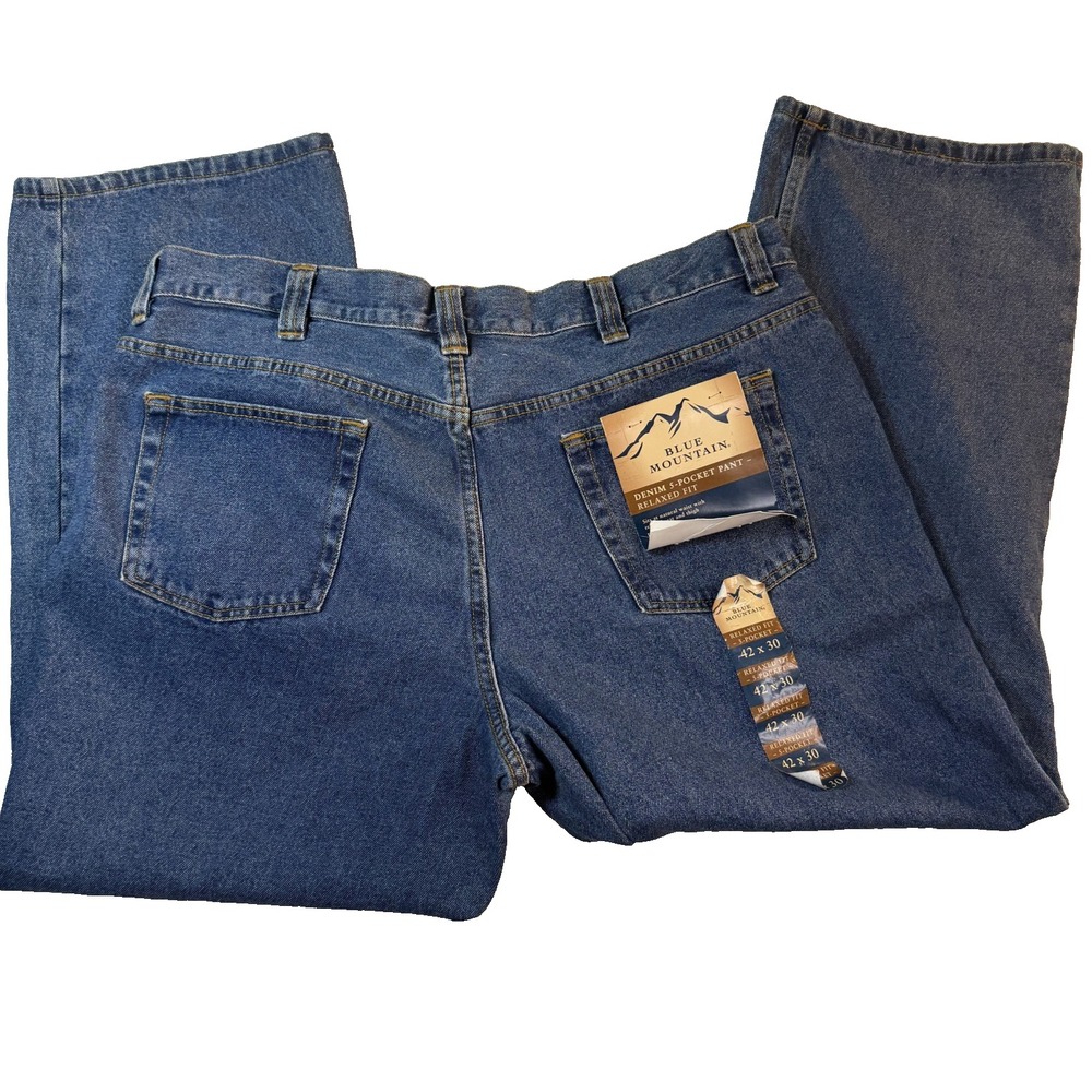 Blue Mountain Jeans Mens 42x30 Blue Relaxed Fit Denim 5 Pocket Gorpcore